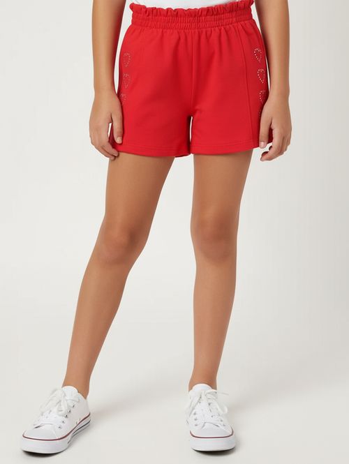 Short Moletinho Infantil Para Menina - VERMELHO