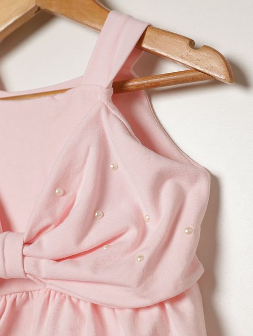 Blusa Cotton Laços e Pérolas Infantil Para Menina- ROSA