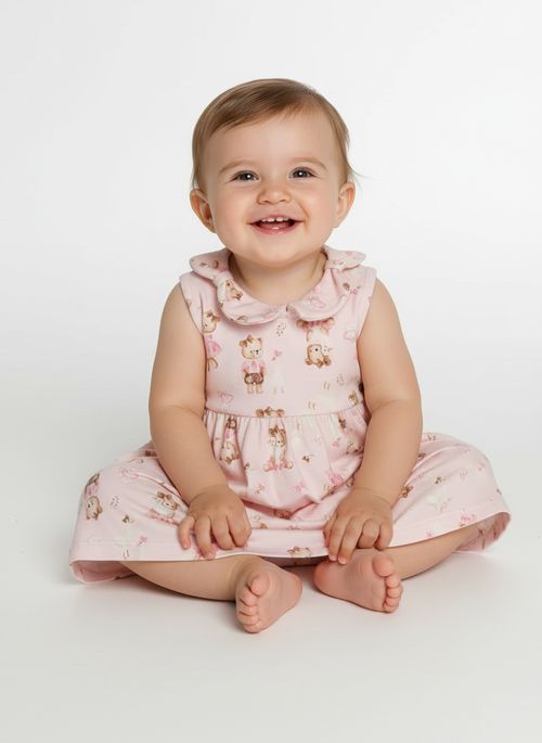 Vestido Cotton Infantil Para Bebê - ROSA