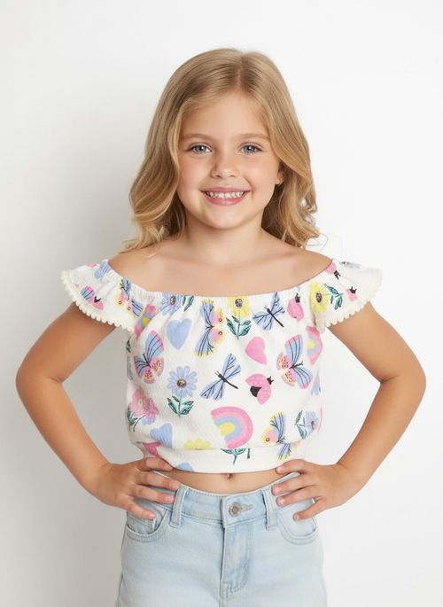 Blusa Regata Infantil Para Menina  - AZUL