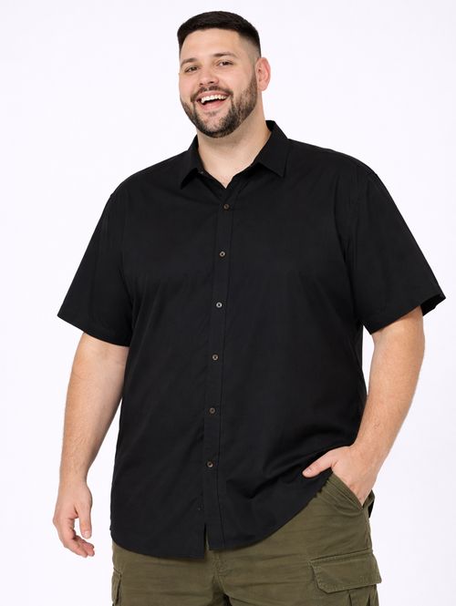 Camisa Manga Curta Plus Size Masculina PRETO