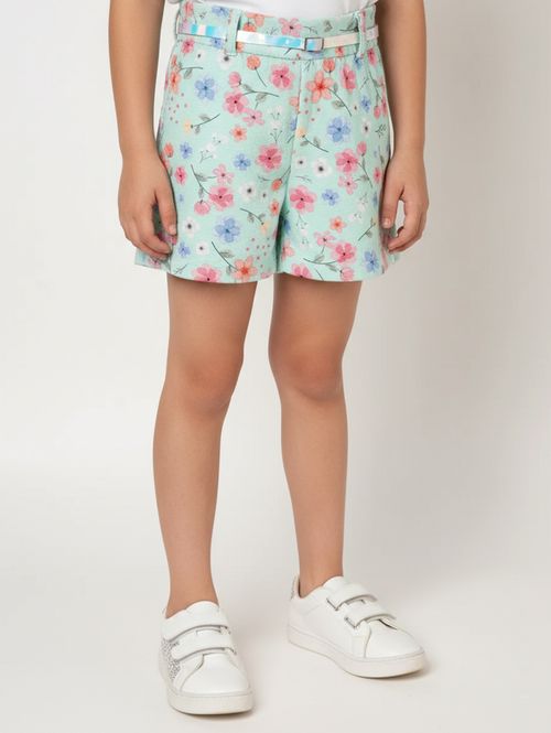Short Crepe Com Cinto Infantil Para Menina - VERDE