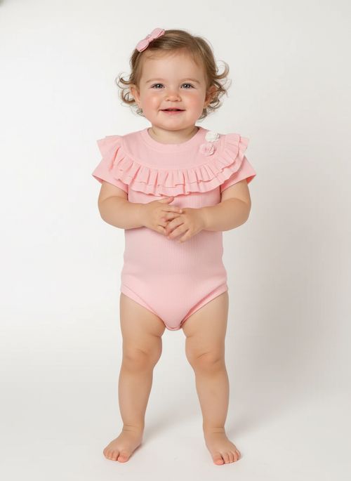 Body Canelado Infantil Para Menina - ROSA