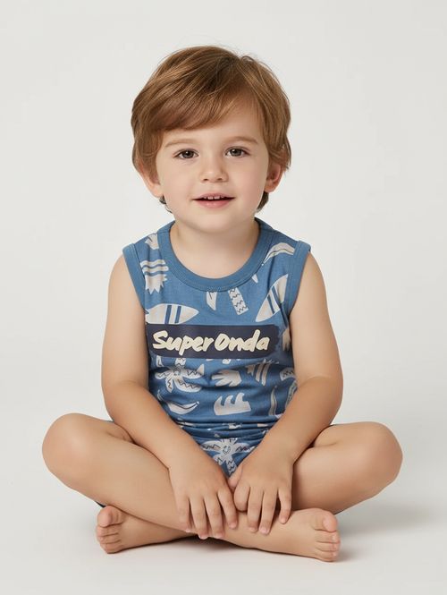 Camiseta Regata Estampada Infantil Para Menino - AZUL