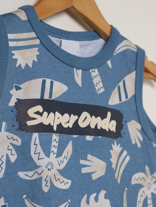 Camiseta Regata Estampada Infantil Para Menino - AZUL