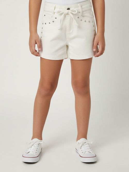 Short Sarja Infantil Para Menina - BEGE