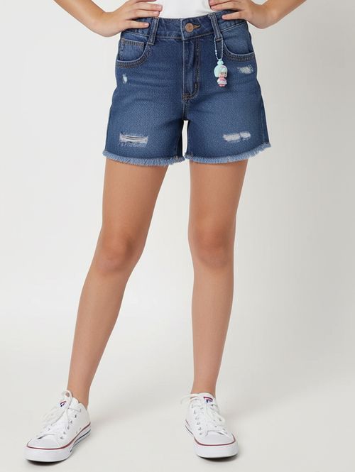 Short Jeans Juvenil Para Menina  - AZUL