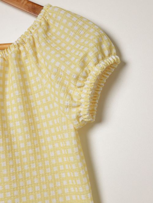 Blusa Ciganinha Xadrez Vels Juvenil Para Menina AMARELO