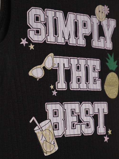 Blusa Canelada Regata Juvenil Para Menina- PRETO