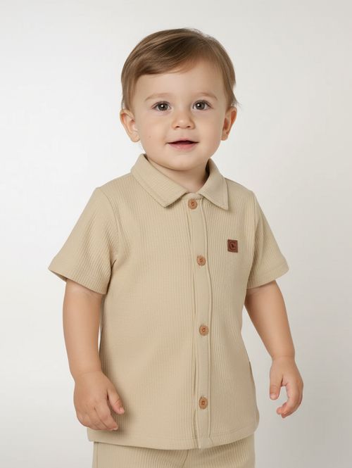 Camisa Malha Tricot Infantil Para Menino - BEGE
