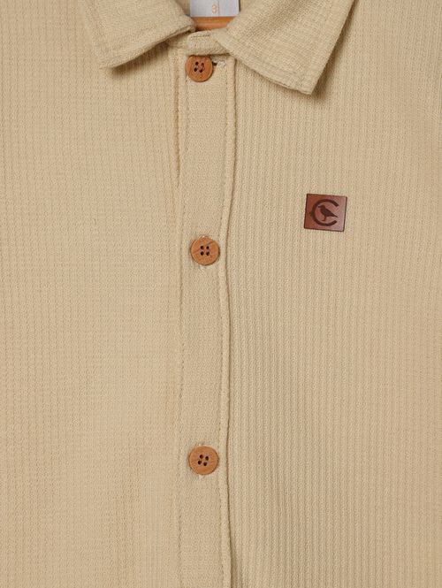 Camisa Malha Tricot Infantil Para Menino - BEGE