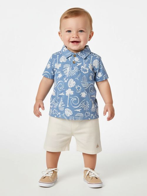 Conjunto Curto Infantil Para Menino - AZUL