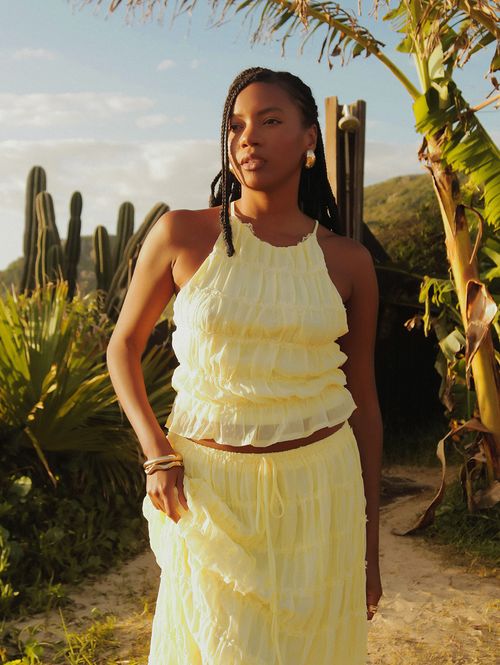 Blusa Ajustada ao Corpo Eagle Rock Feminina AMARELO