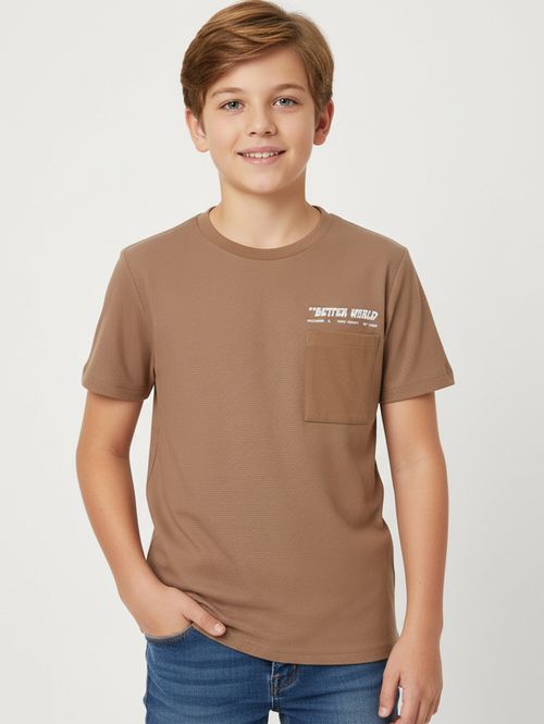 Camiseta Oversized Juvenil Para Menino - MARROM