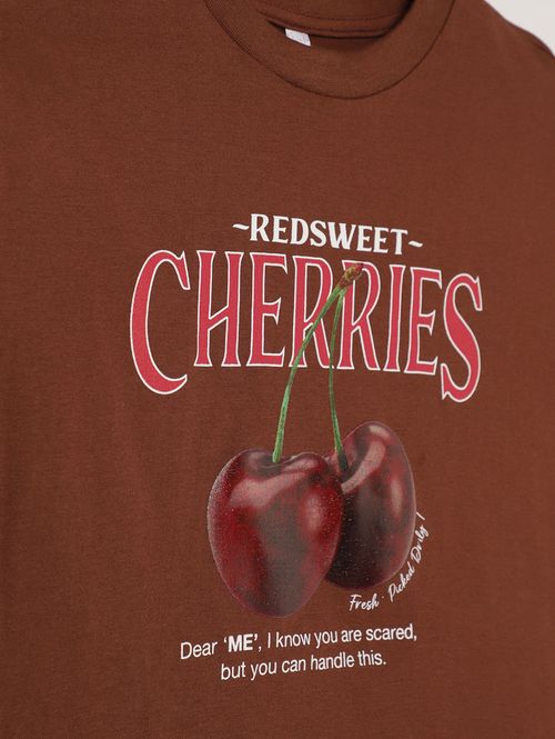 Camiseta Manga Curta Juvenil Para Menina - MARROM