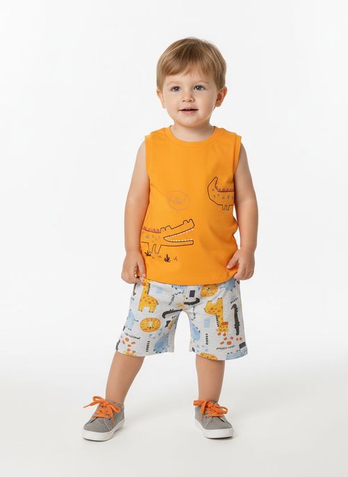 Conjunto Curto Infantil Para Menino - LARANJA