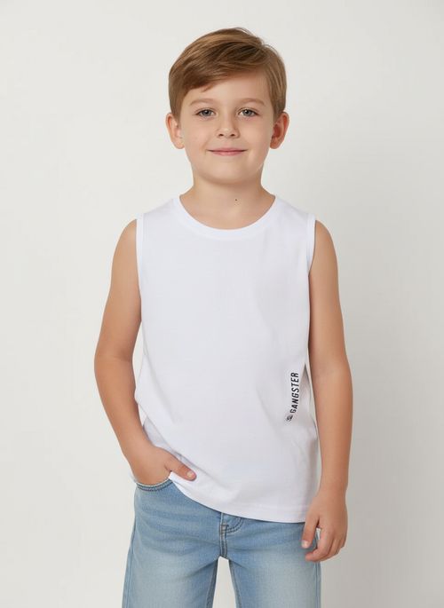 Camiseta Regata Gangster Infantil Para Menino- BRANCO