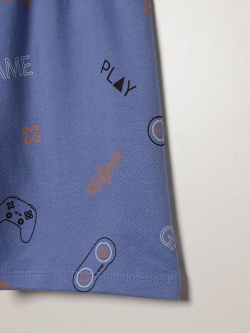 Conjunto Curto Moletinho Infantil Para Menino- AZUL