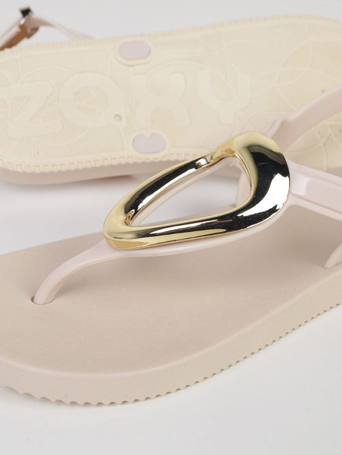 Sandália Fancy Zaxy Feminina OFF WHITE/DOURADO