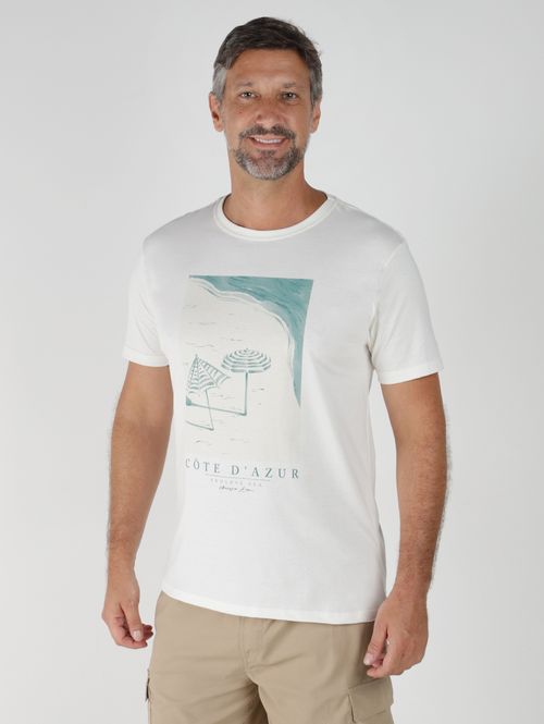Camiseta Estampada Manga Curta Masculina NATURAL