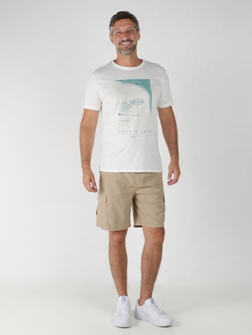 Camiseta Estampada Manga Curta Masculina NATURAL