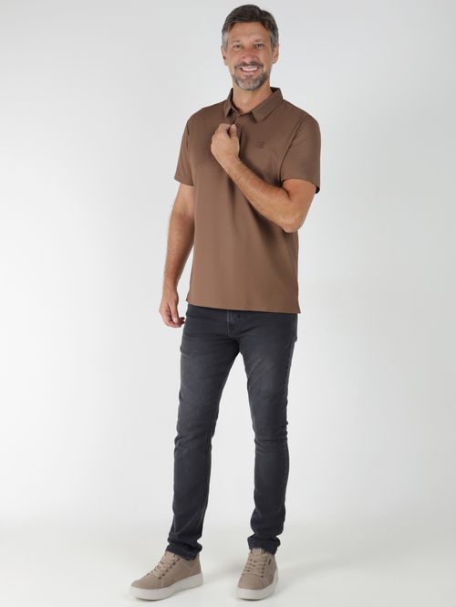 Polo Gola Trabalhada Gangster Masculina MARROM