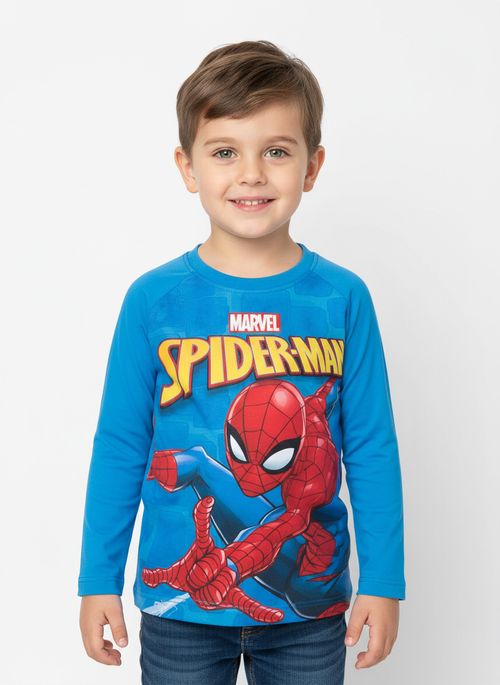 Camiseta Spider-Man UV Infantil Para Menino - AZUL