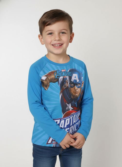 Camiseta Avangers UV Infantil Para Menino - AZUL