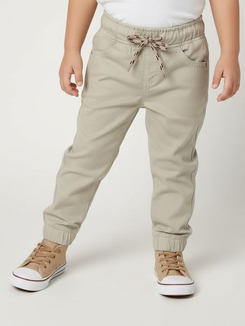 Calça Sarja Jogger Infantil Para Menino - AREIA