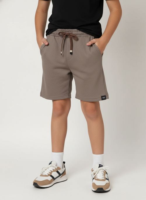 Bermuda Piquet Juvenil Para Menino - MARROM