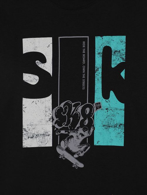 Camiseta Estampada Juvenil Para Menino - PRETO