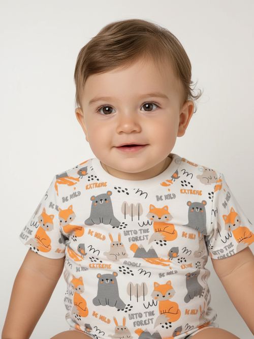 Camiseta Manga Curta Infantil Para Menino - OFF WHITE