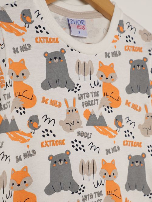 Camiseta Manga Curta Infantil Para Menino - OFF WHITE