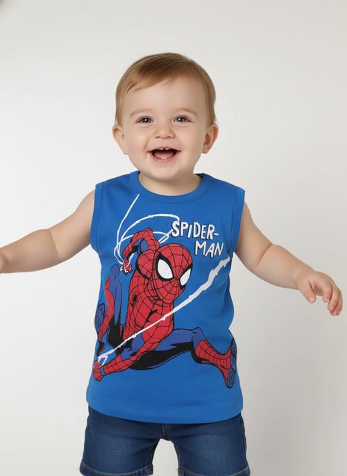 Camiseta Regata Spider Man Infantil Para Menino - AZUL