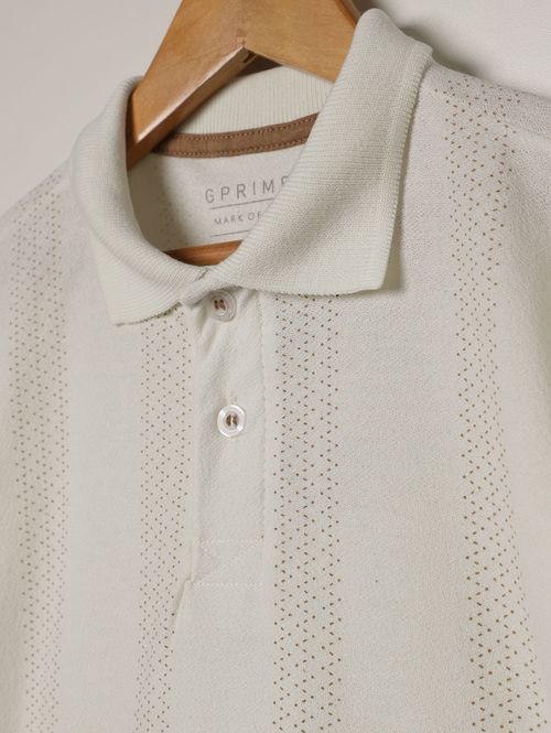 Polo Crepe Manga Curta Infantil Para Menino- OFF WHITE