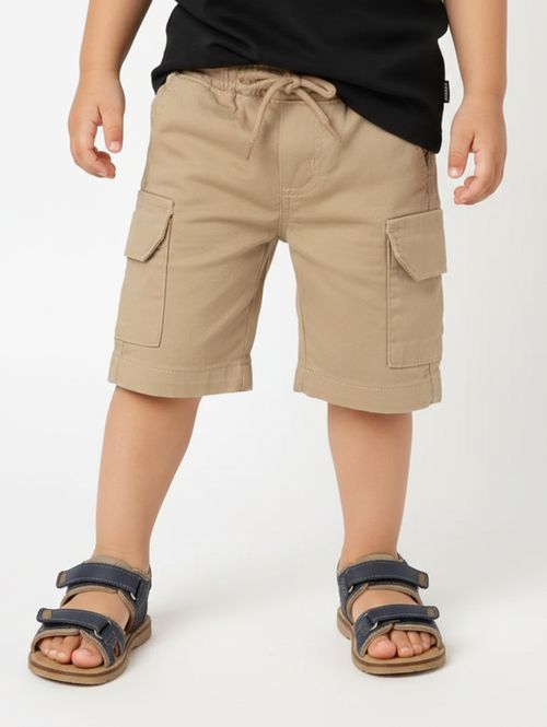 Bermuda Jeans Casrgo Infantil Para Menino - BEGE