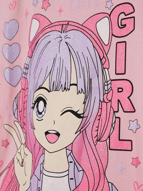 Blusa Cotton Manga Curta Juvenil Para Menina- ROSA CLARO