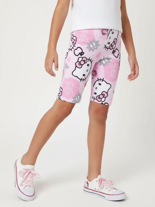 Bermuda Cotton Hello Kitty Infantil Para Menina- ROSA CLARO