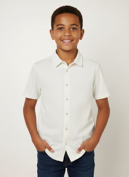 Camisa Tricot Juvenil Para Menino - OFF WHITE