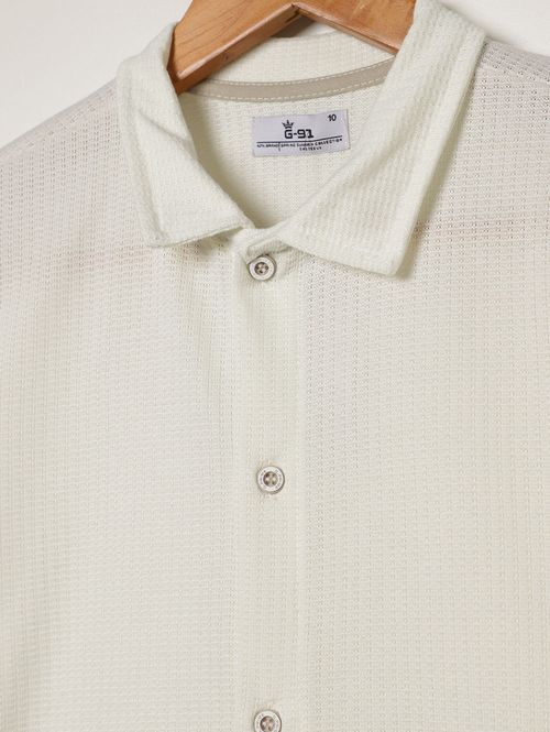 Camisa Tricot Juvenil Para Menino - OFF WHITE
