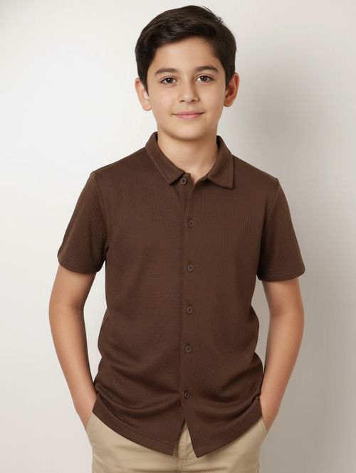 Camisa Tricot Juvenil Para Menino - MARROM