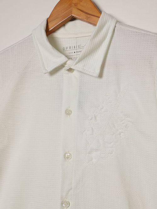 Camisa Com Bordado Juvenil Para Menino - OFF WHITE