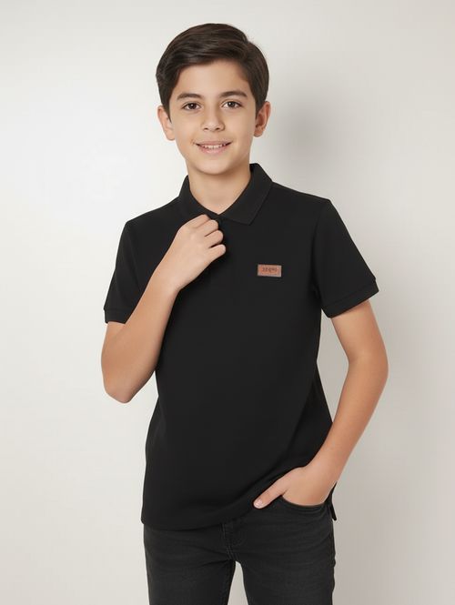 Polo Malhão Rústico Juvenil Para Menino - PRETO