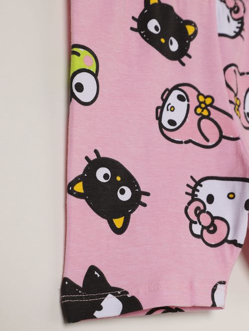 Bermuda Cotton Hello Kitty Infantil Para Bebê- ROSA CLARO