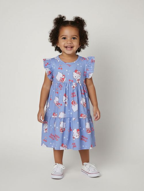 Vestido Hello Kitty Infantil Para Menina - AZUL