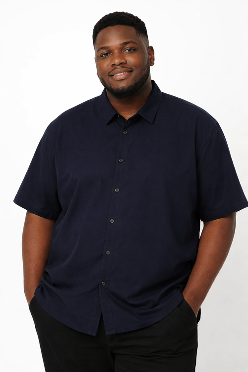 Camisa Manga Curta Plus Size Masculina MARINHO