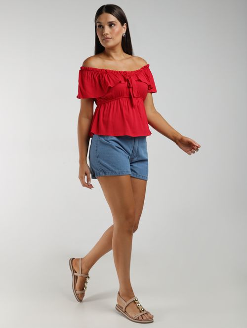 Short Jeans Com Cinto Feminino AZUL