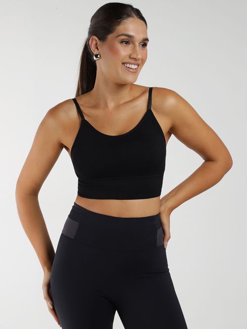 Top Sem Costura Com Bojo Feminino PRETO