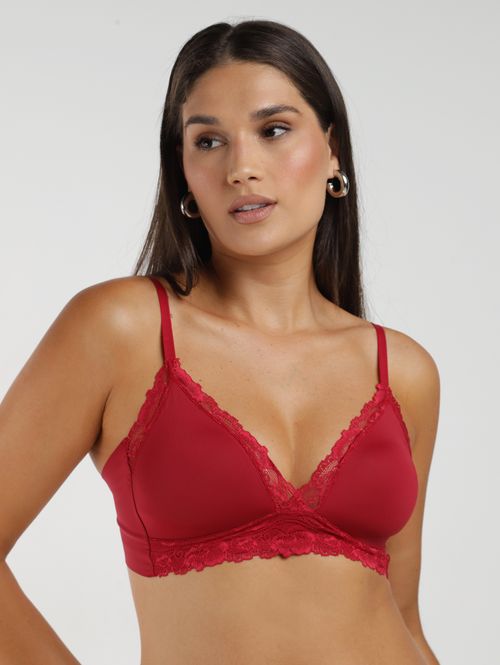Sutiã Bojo Triângulo Rendado Feminino VERMELHO
