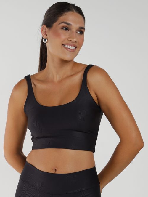 Top Fitness Cavado Vels Feminino PRETO